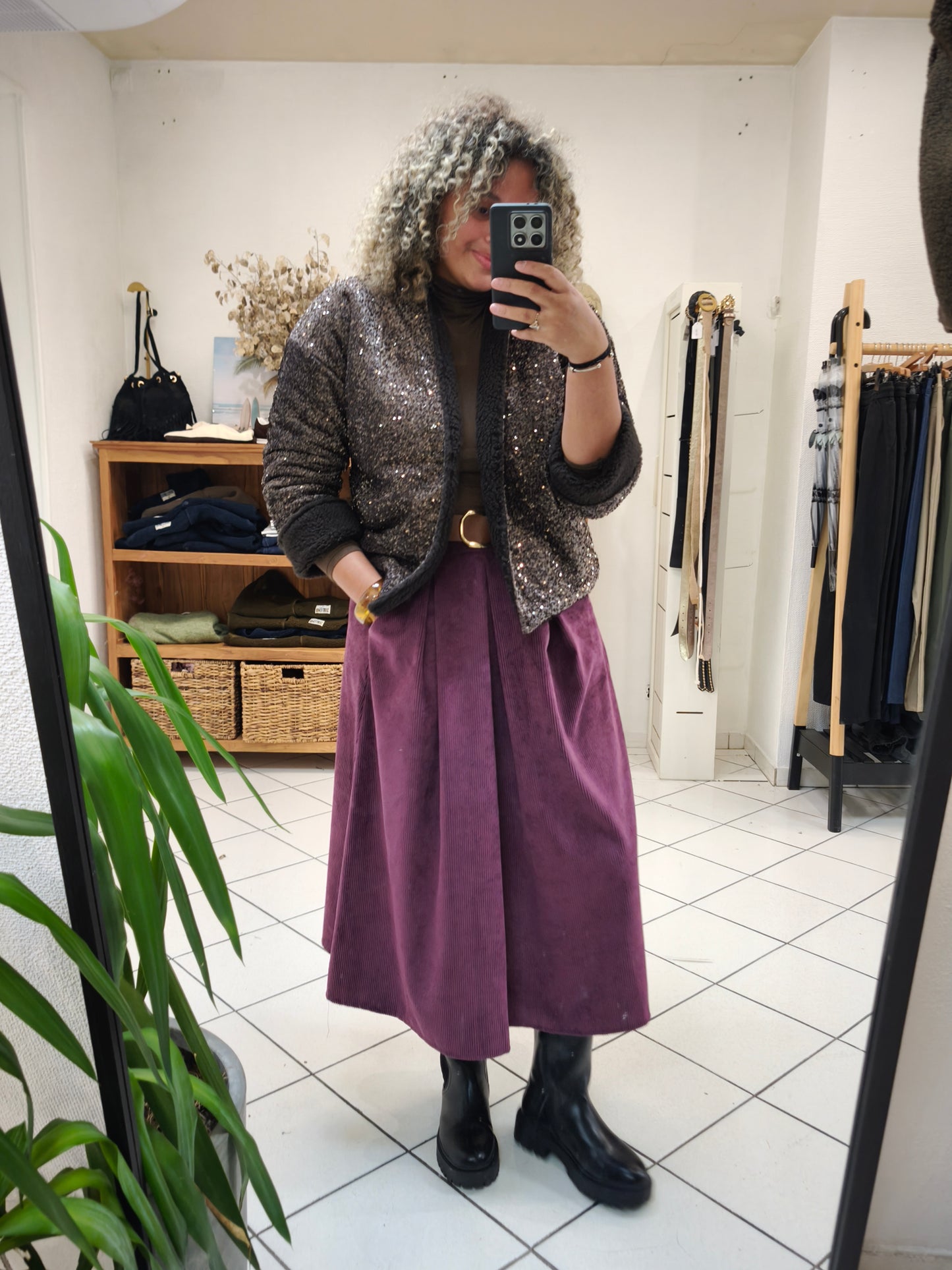 Jupe longue Prune velours Lio - Johanna Paris