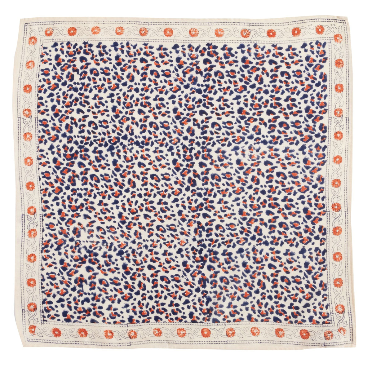Petit Foulard Indien - Leopard Beige Marine - Bonheur du jour Paris (Copie)