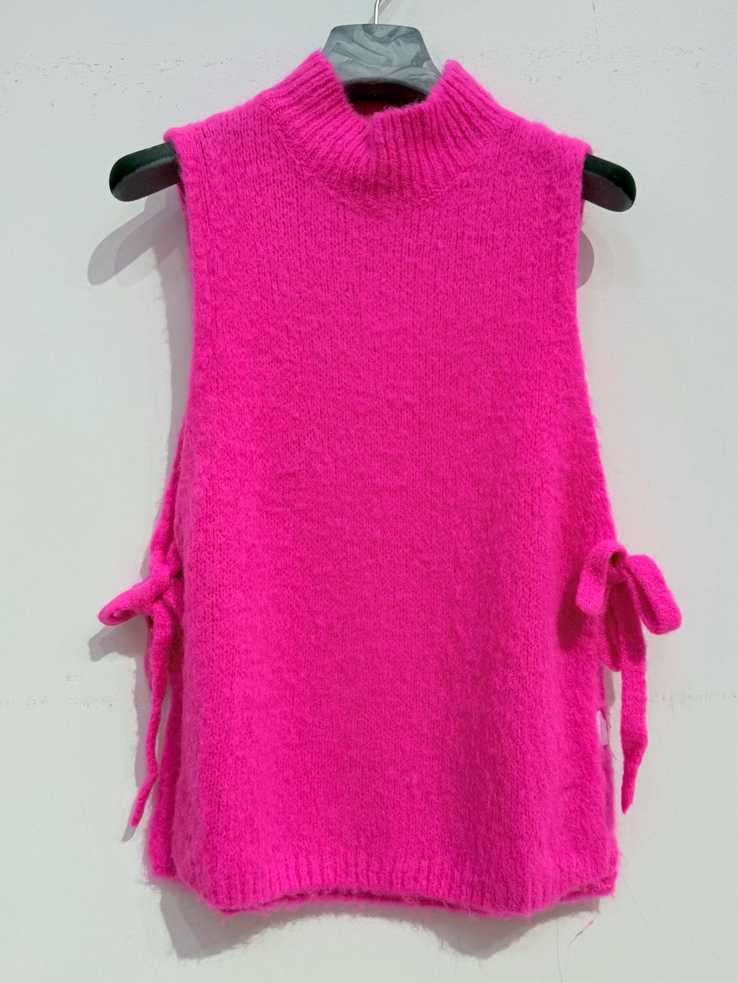 Pull sans manches Alpaga Rose Fluo