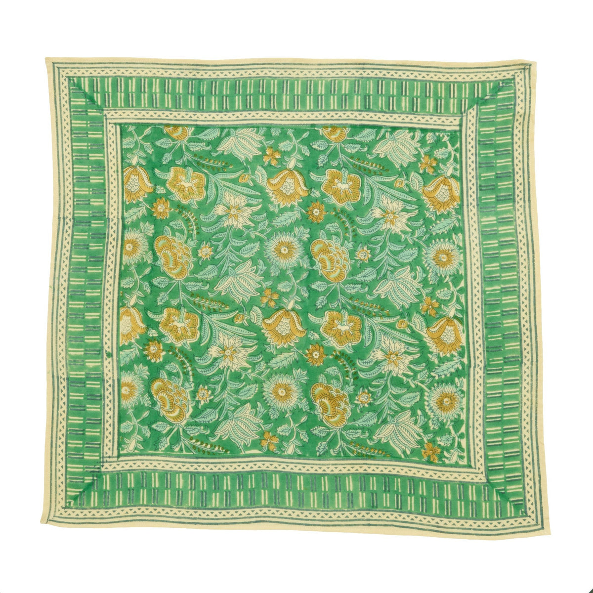 Petit Foulard Indien - Nehru Chlorophylle - Bonheur du jour Paris