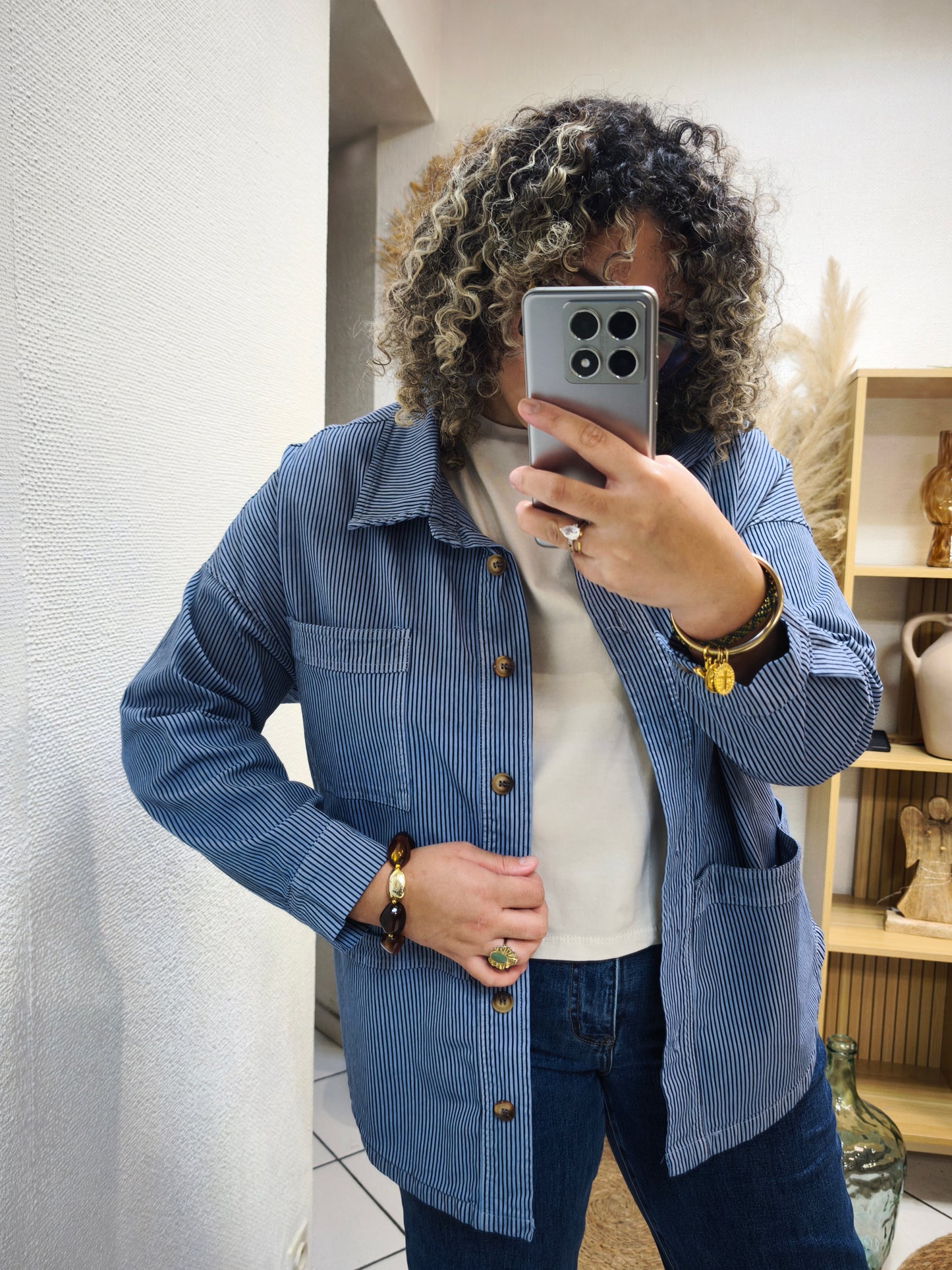 Sur Chemise à Rayures Bleu Johanna Paris