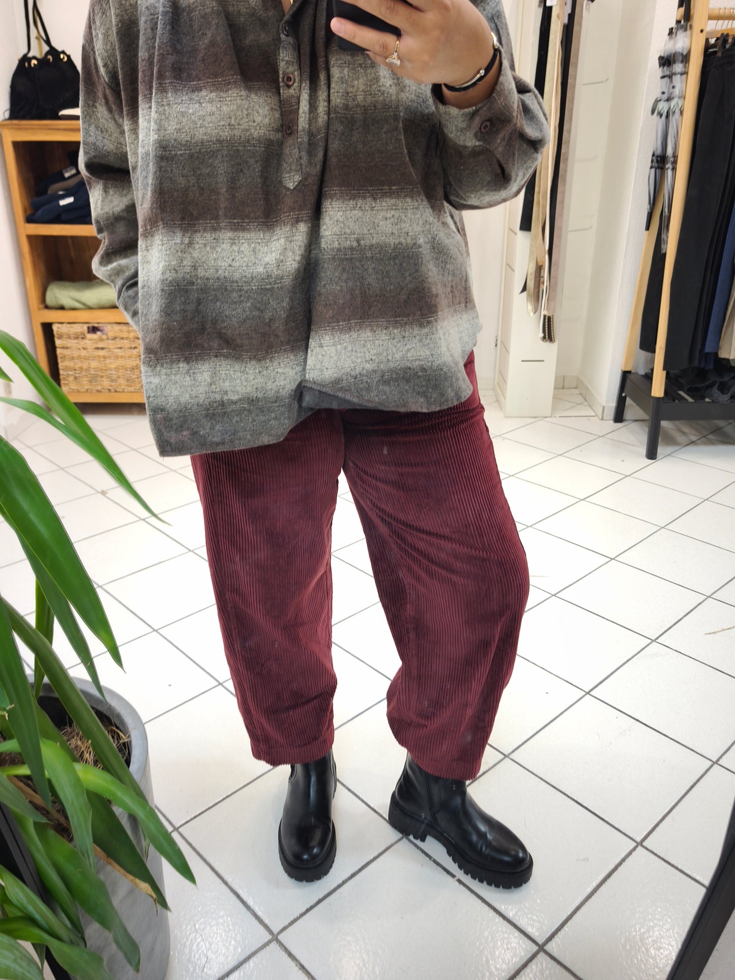 Pantalon Magic Velours Côtelé Bordeaux - Johanna Paris