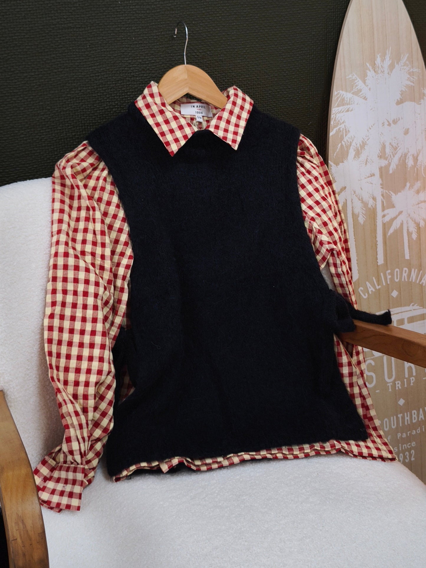 Pull sans manches Noir Alpaga