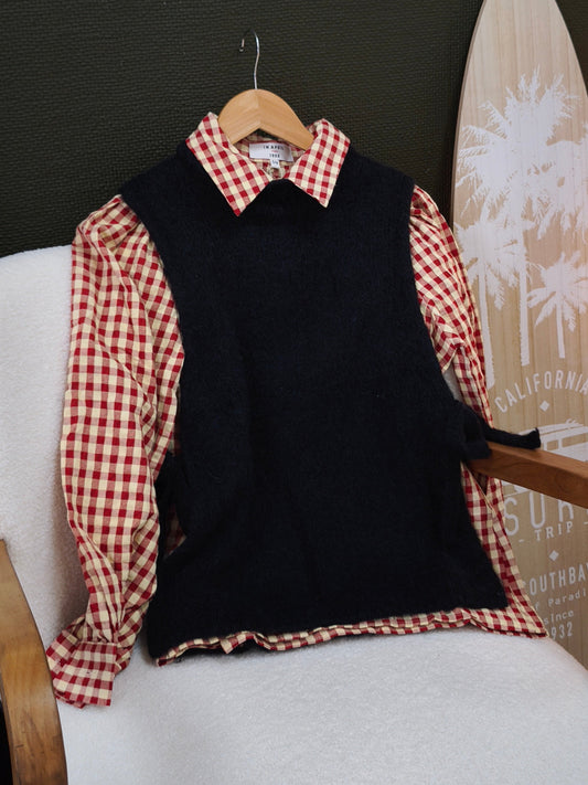 Pull sans manches Noir Alpaga