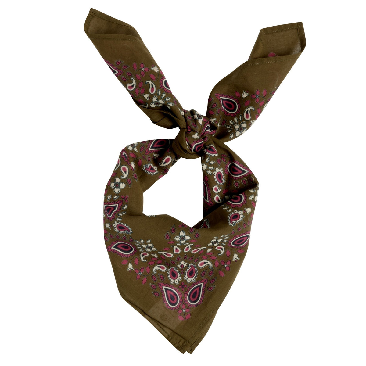Petit foulard bandana kaki - Bonheur du jour Paris