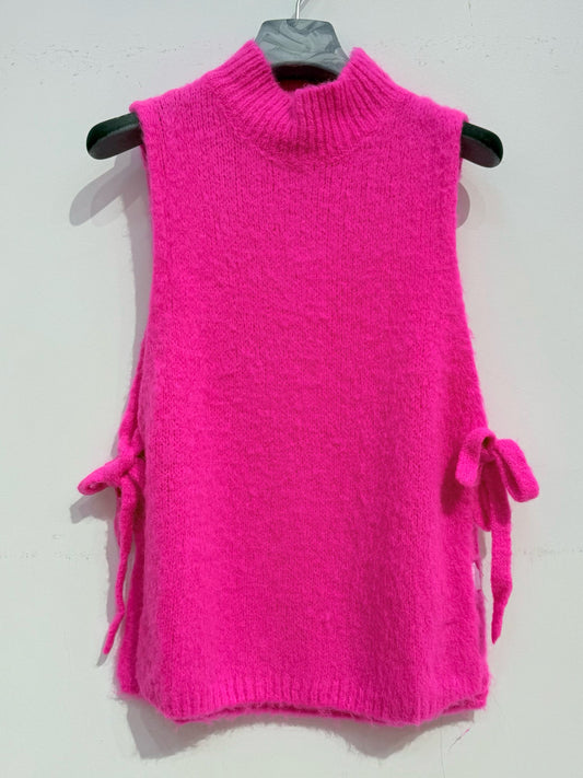Pull sans manches Alpaga Rose Fluo