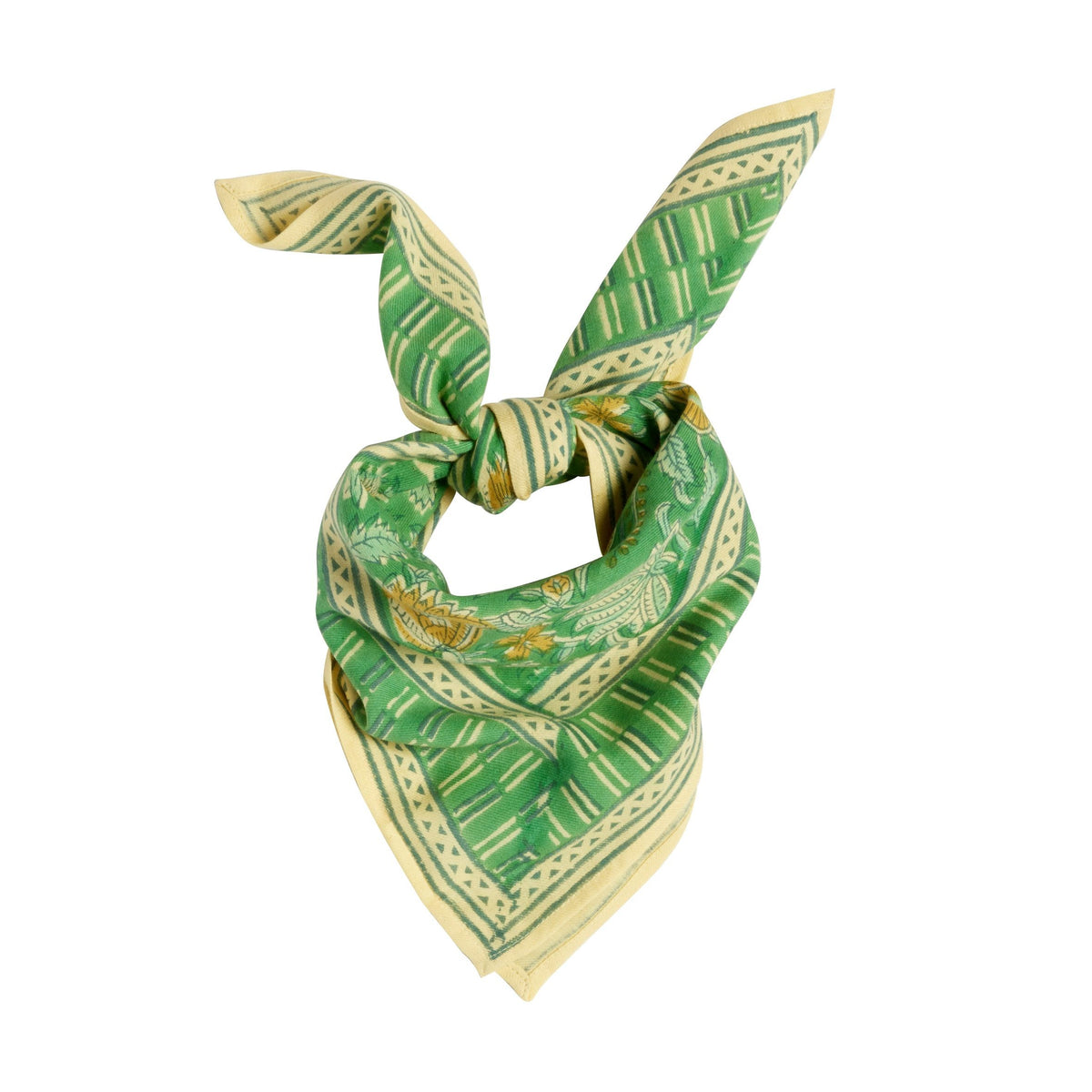 Petit Foulard Indien - Nehru Chlorophylle - Bonheur du jour Paris