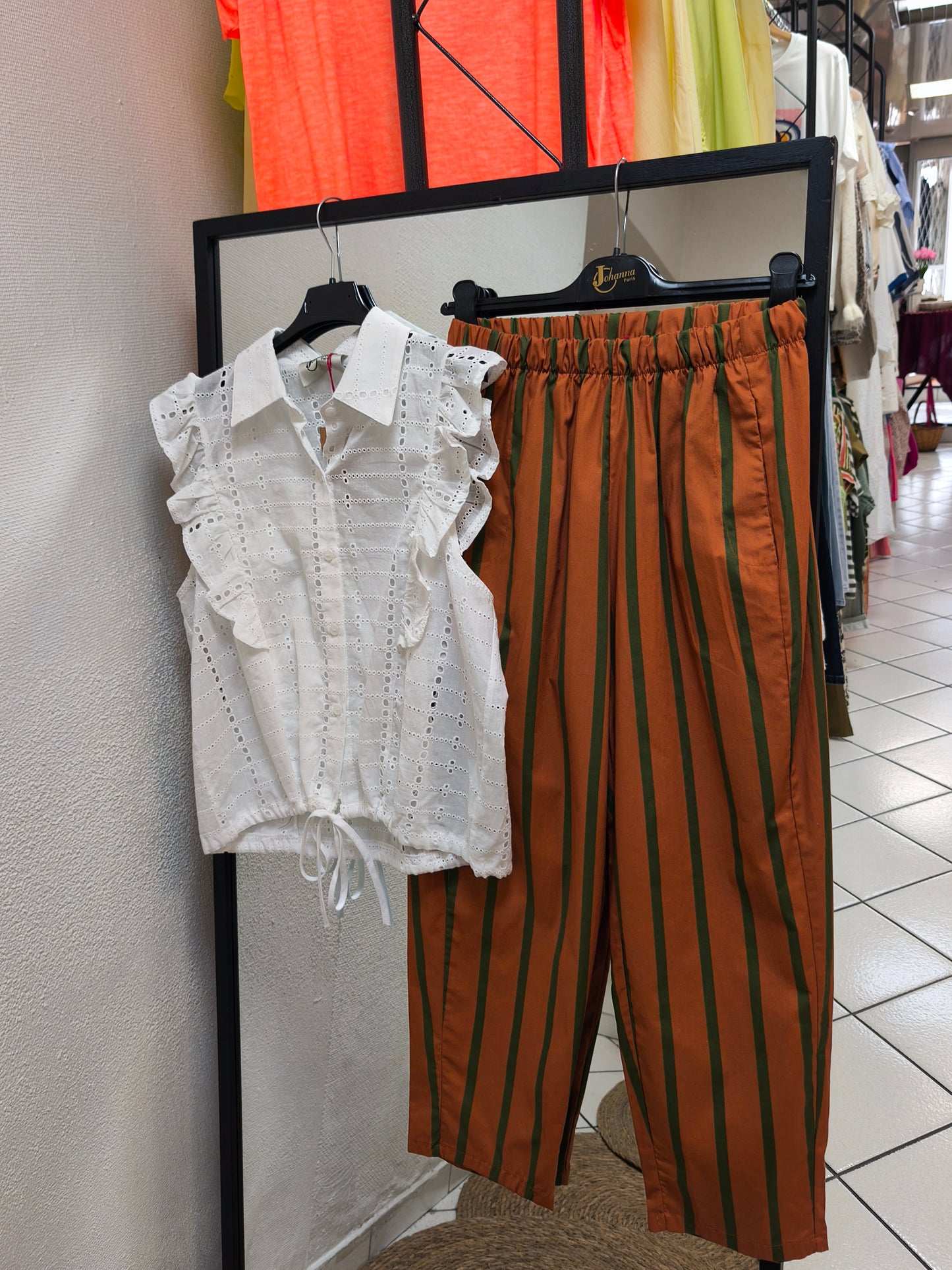 Pantalon Magic Rayé Terracota - Johanna Paris