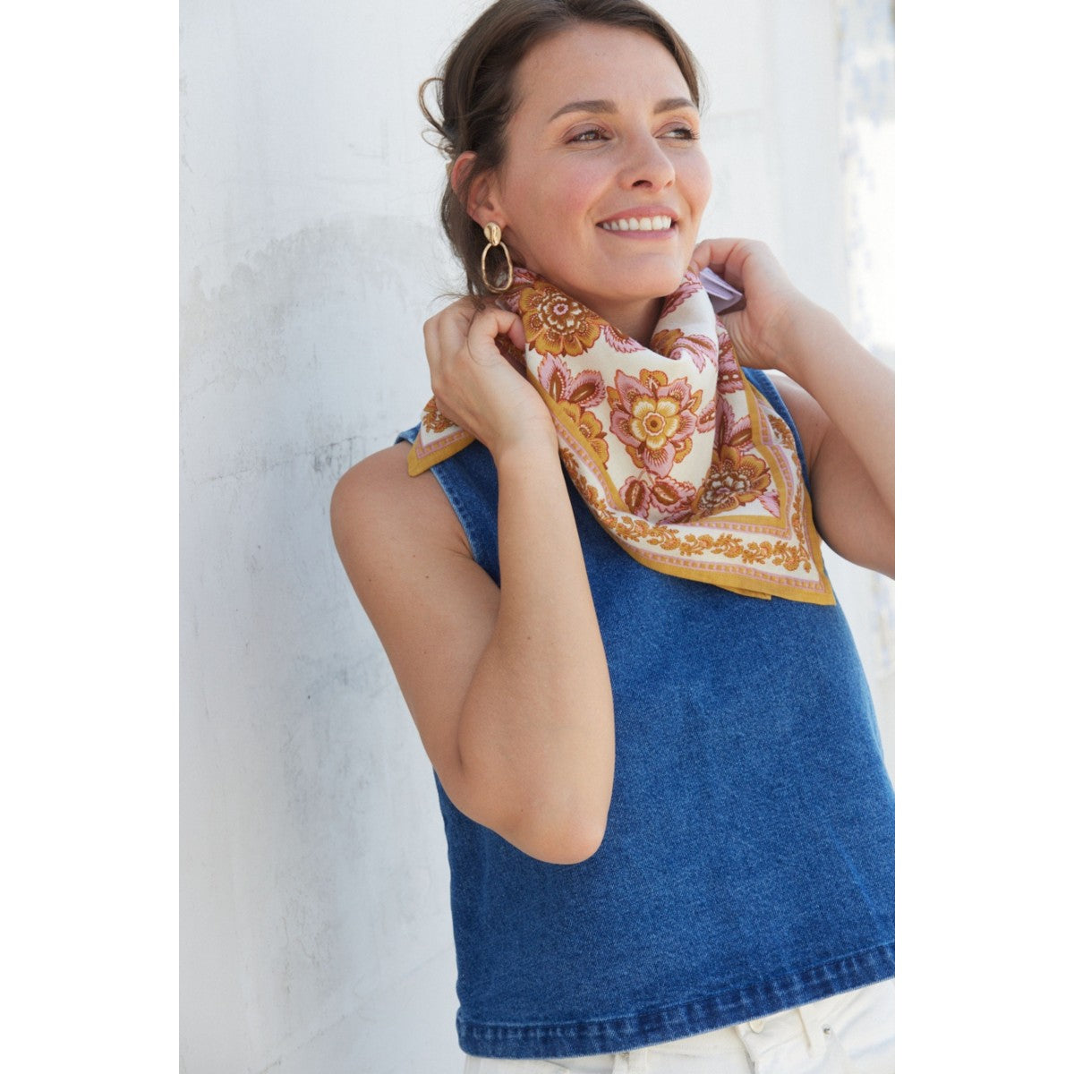 Petit Foulard Indien - Jakarta Rose - Bonheur du jour Paris