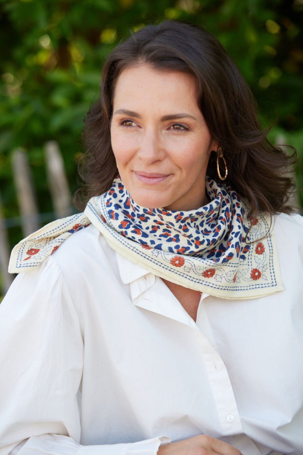 Petit Foulard Indien - Leopard Beige Marine - Bonheur du jour Paris (Copie)