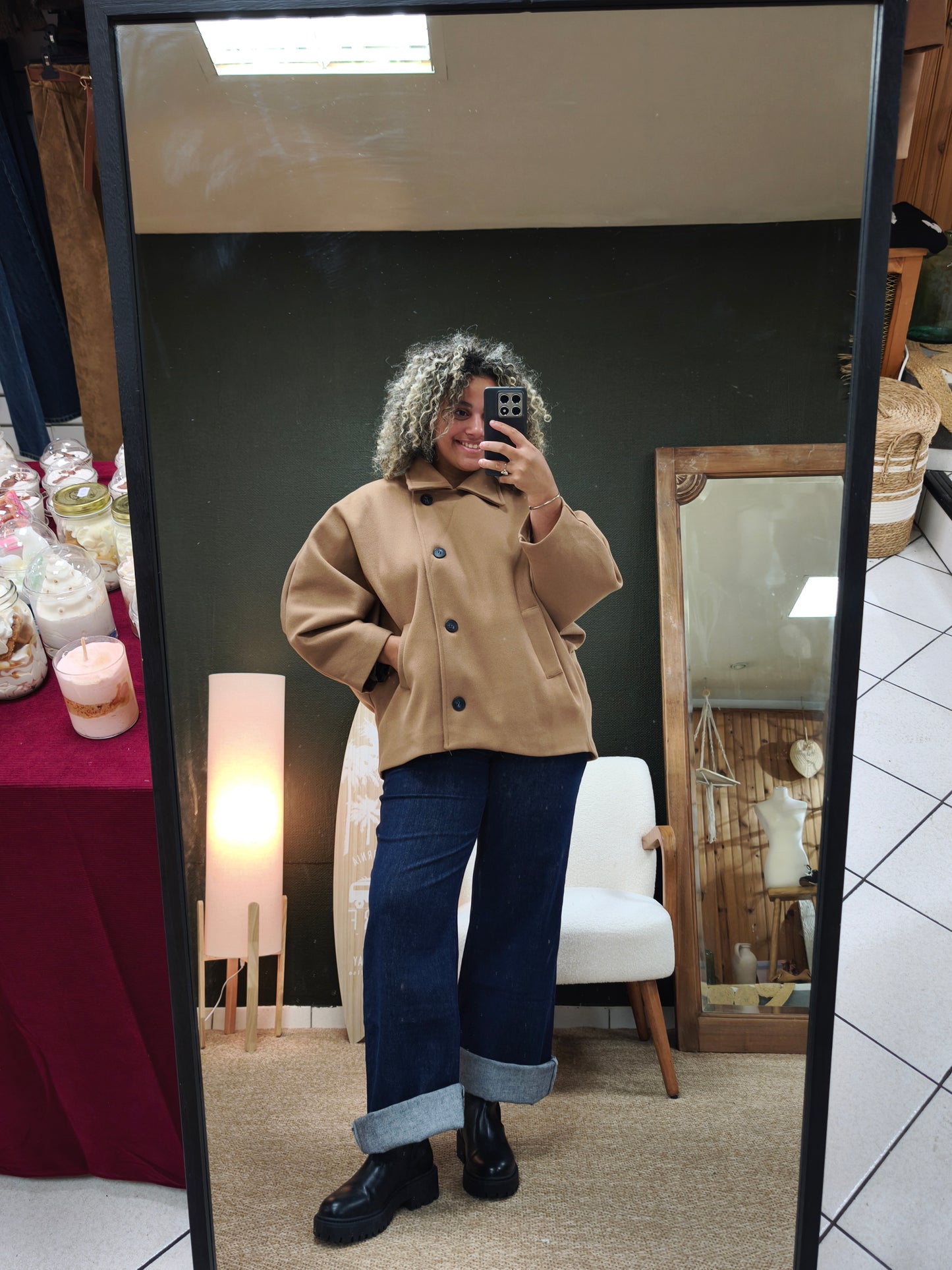 Manteau court Oversize Jodie Camel