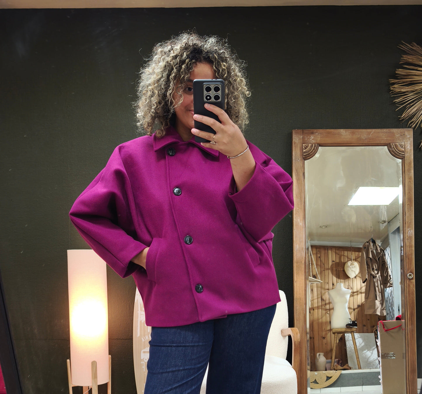 Manteau court Oversize Jodie Fushia