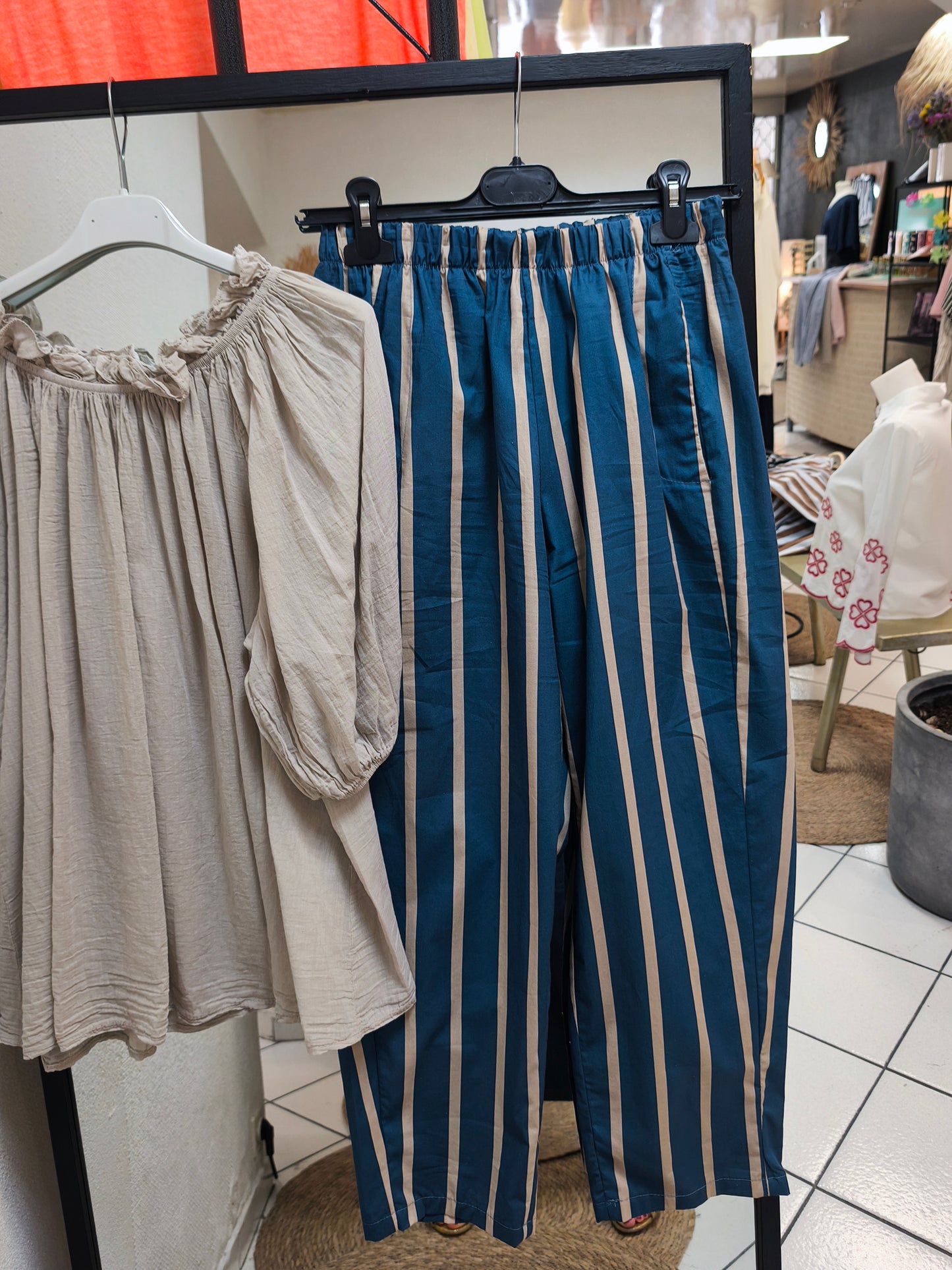Pantalon Magic Rayé Bleu - Johanna Paris