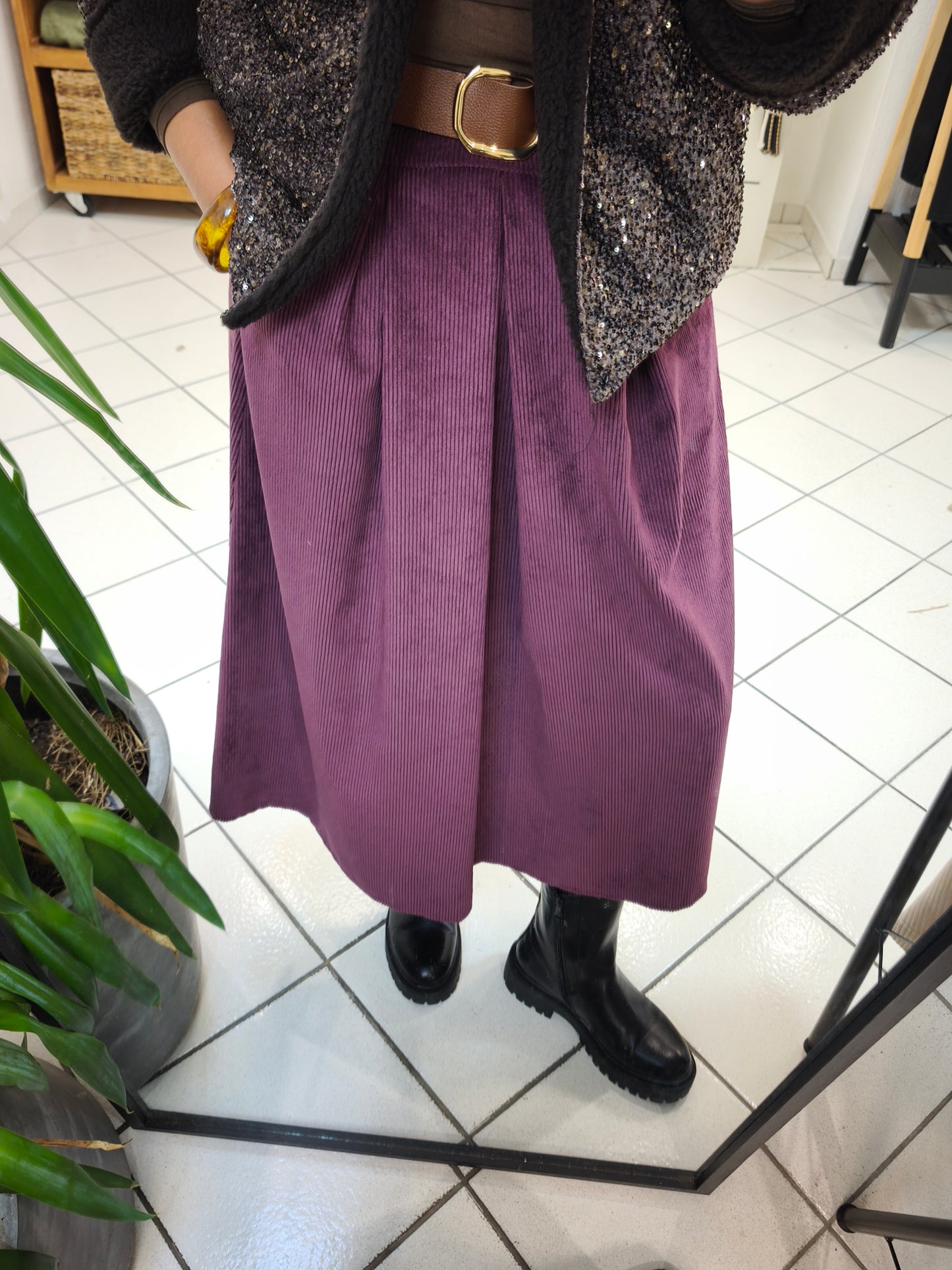 Jupe longue Prune velours Lio - Johanna Paris