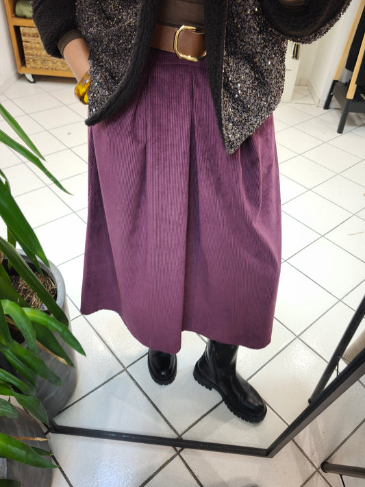 Jupe longue Prune velours Lio - Johanna Paris