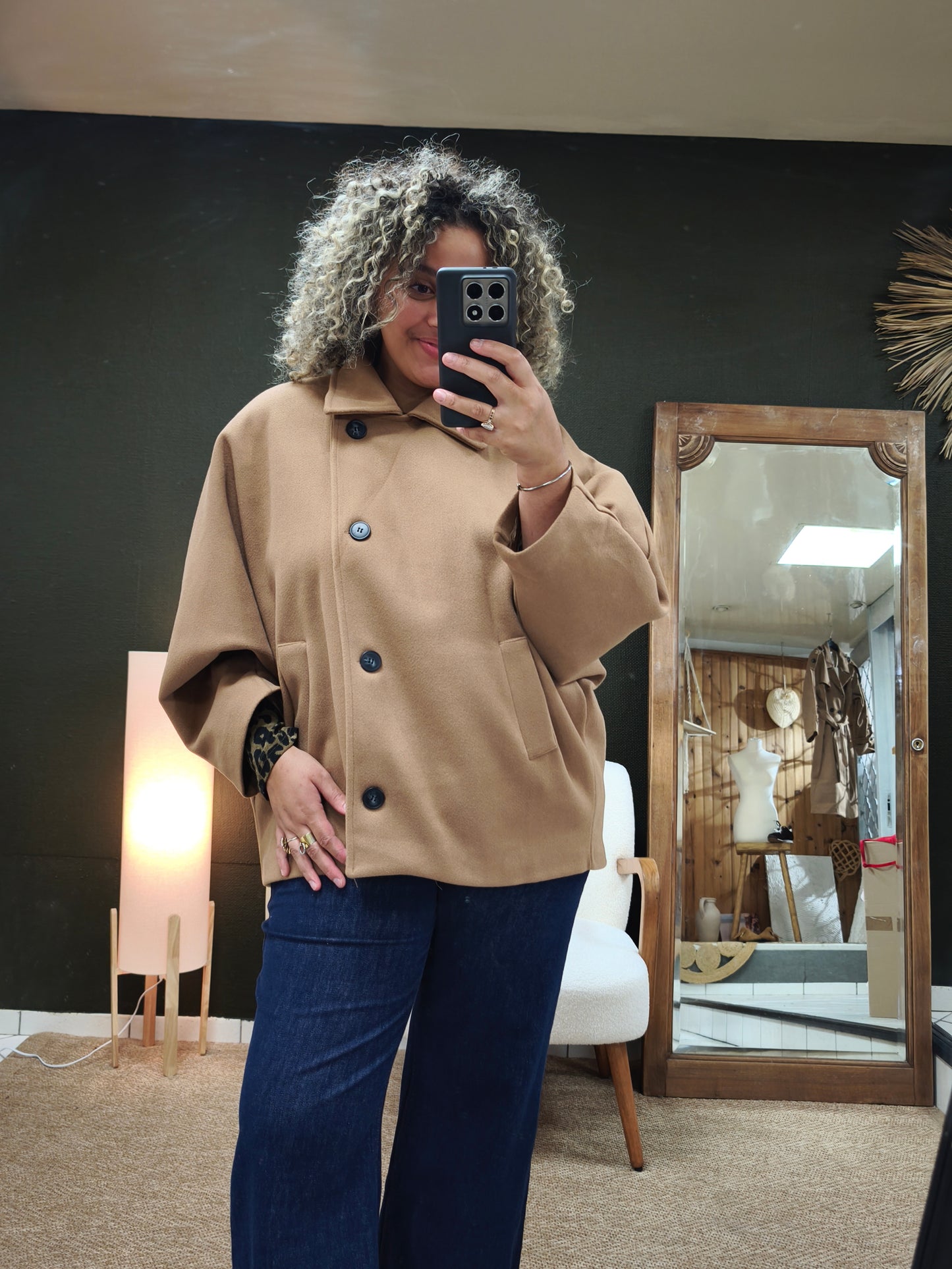 Manteau court Oversize Jodie Camel