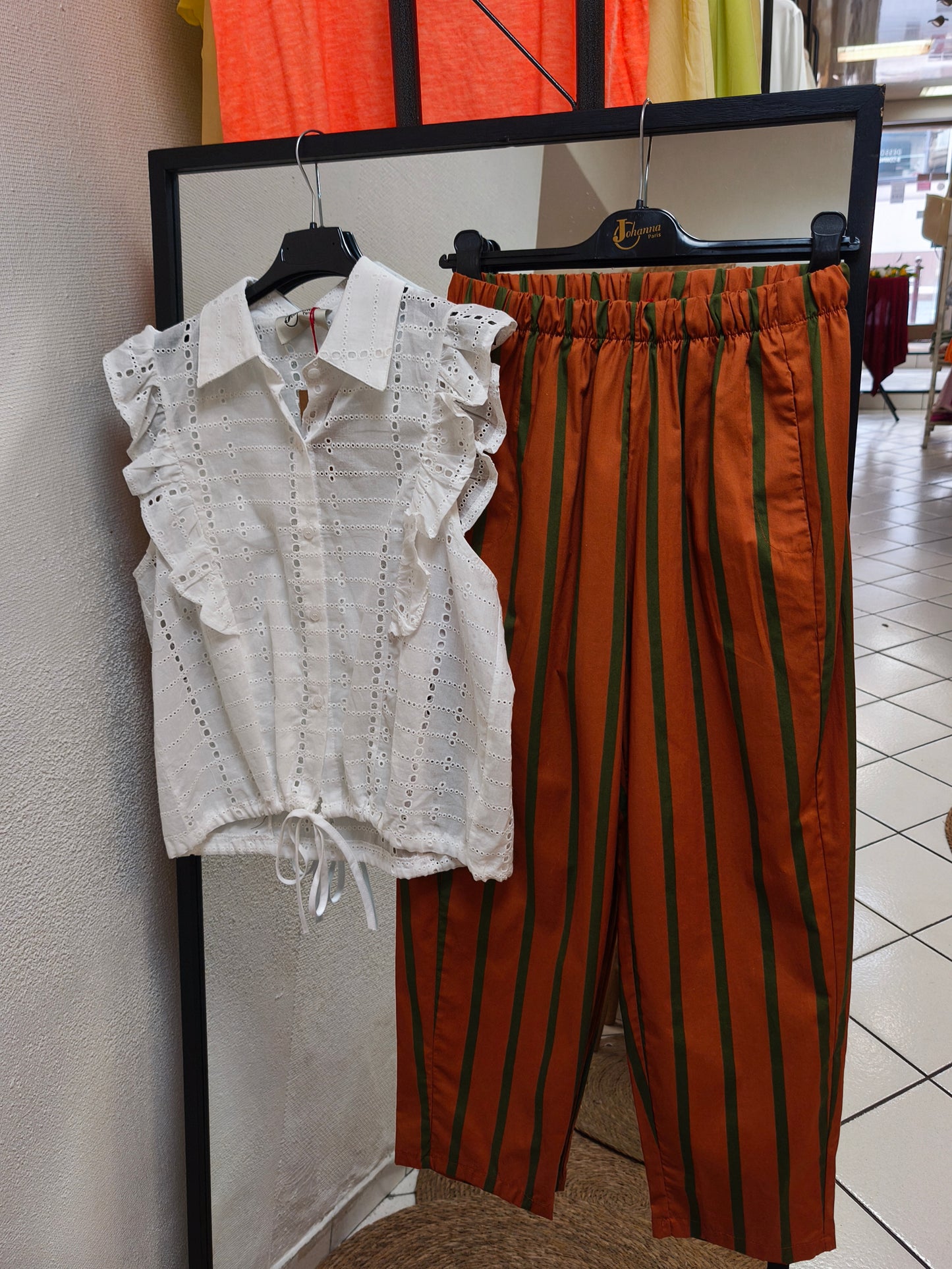 Pantalon Magic Rayé Terracota - Johanna Paris
