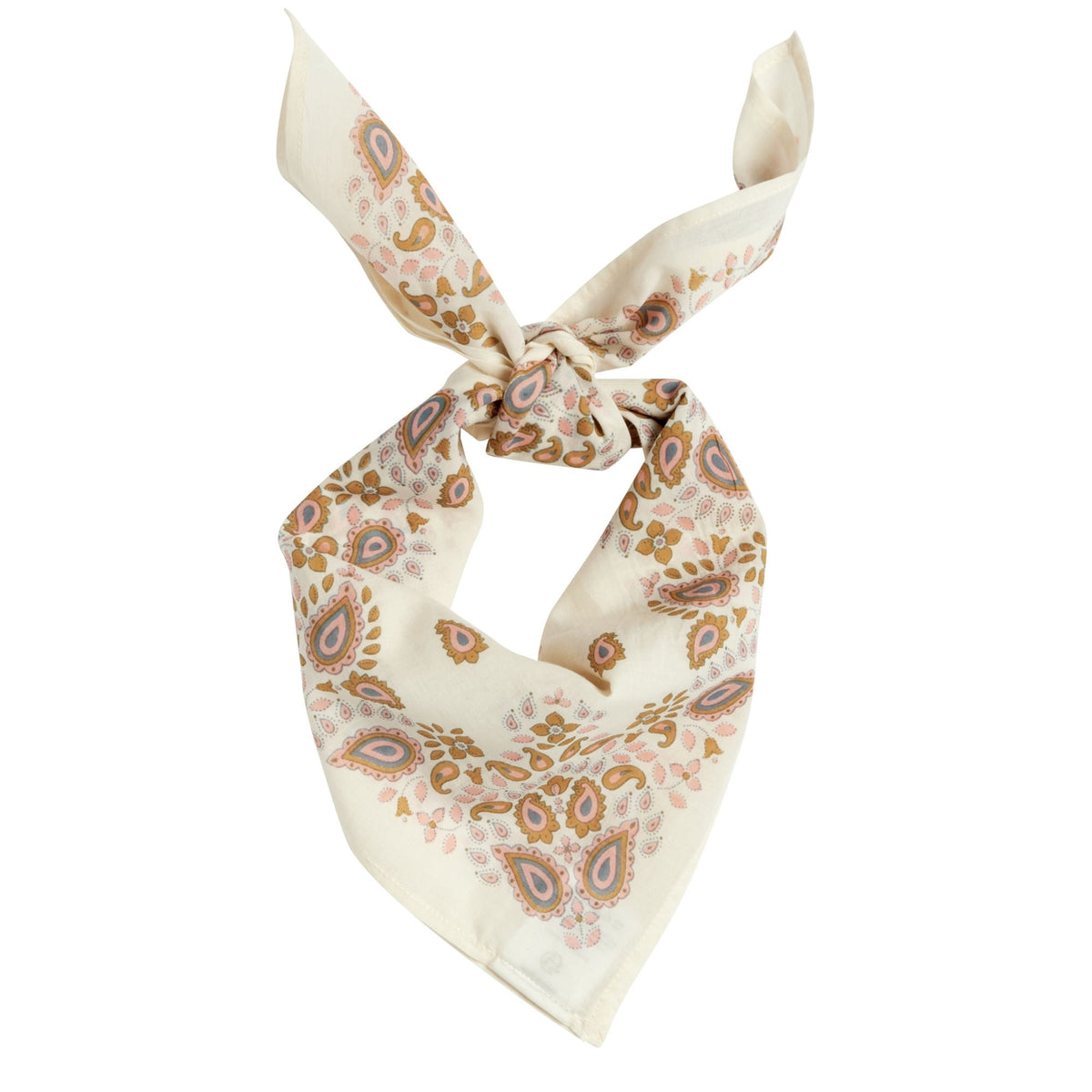 Petit Foulard Indien - Bandana Ecru/Rosée - Bonheur du jour