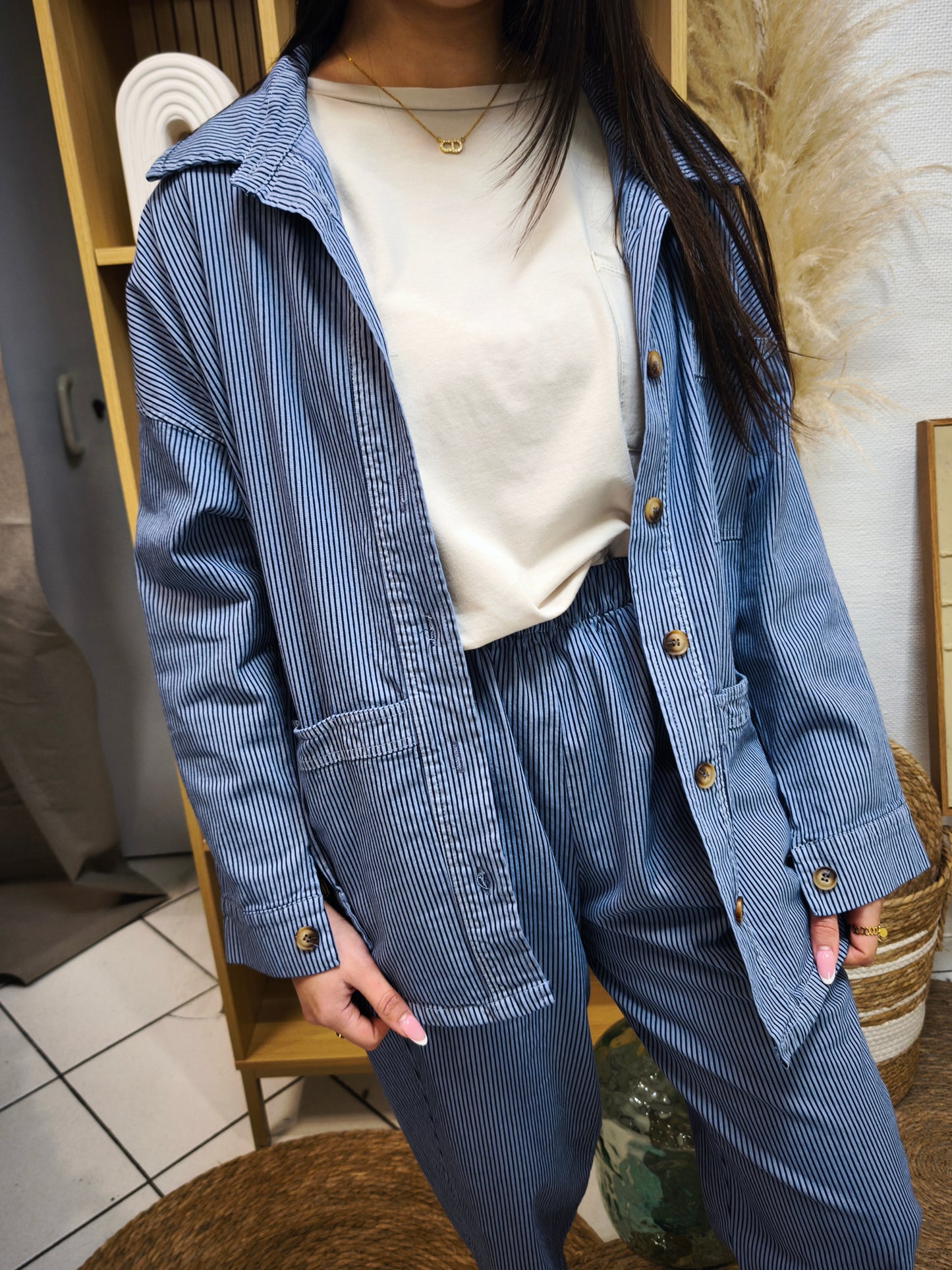 Pantalon Magic à Rayures Bleu Johanna Paris