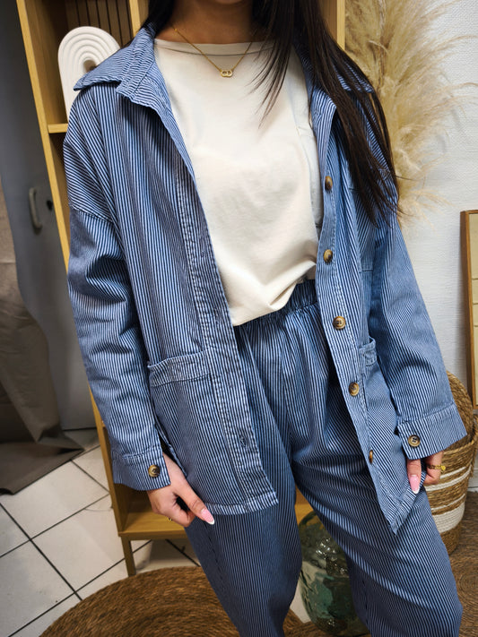 Pantalon Magic à Rayures Bleu Johanna Paris