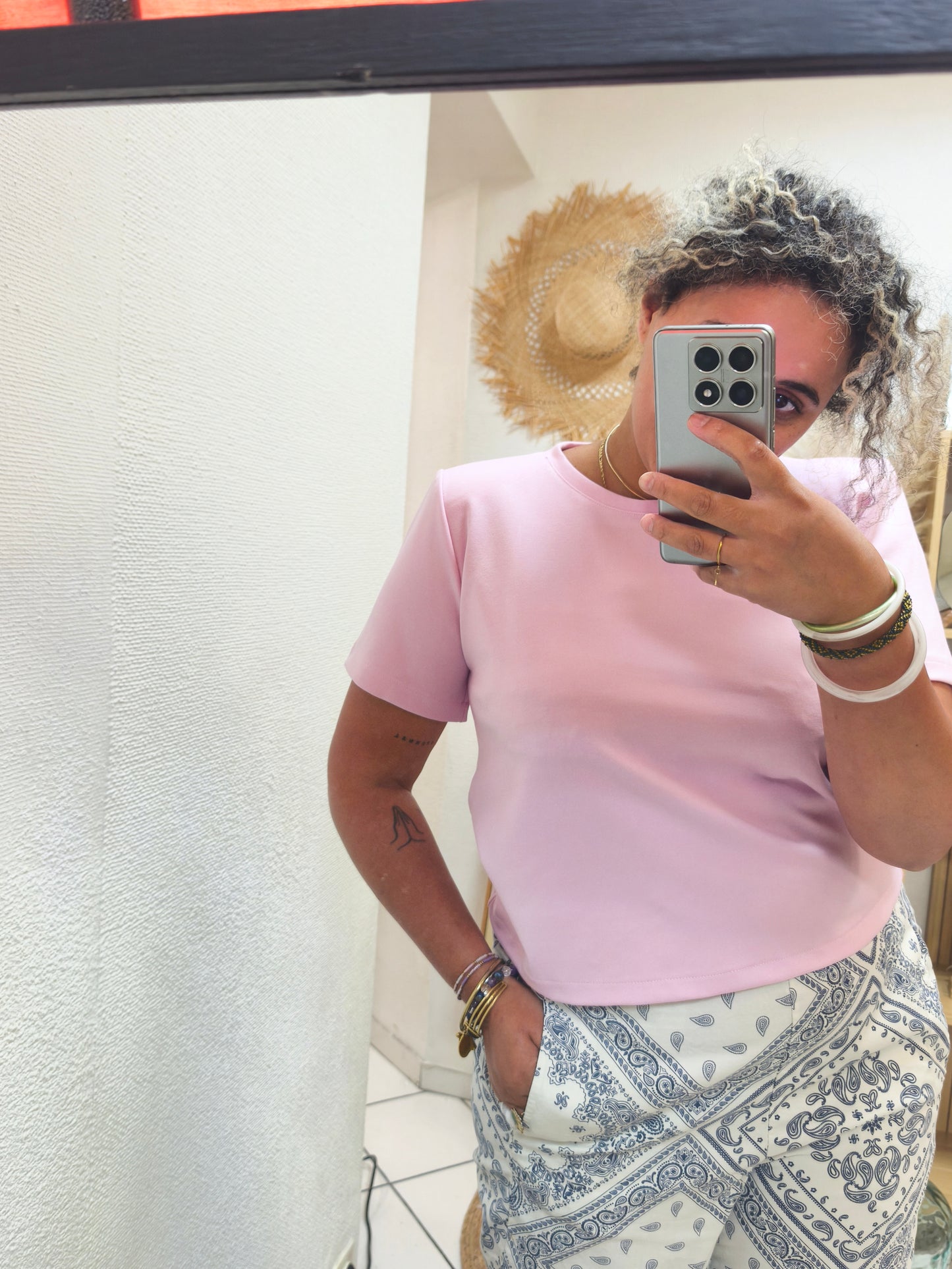 Tee-shirt Épaulettes Rose - Johanna Paris