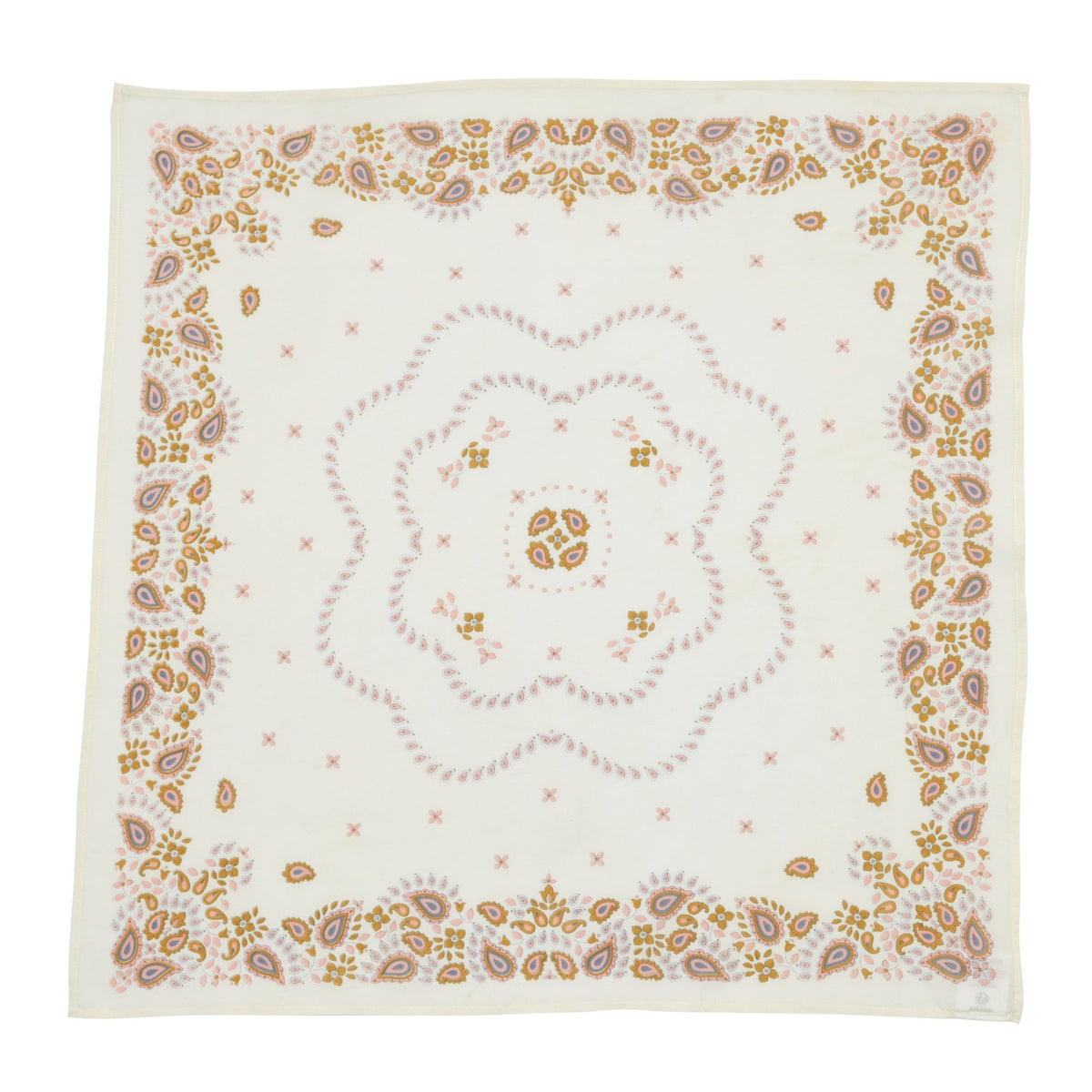 Petit Foulard Indien - Bandana Ecru/Rosée - Bonheur du jour