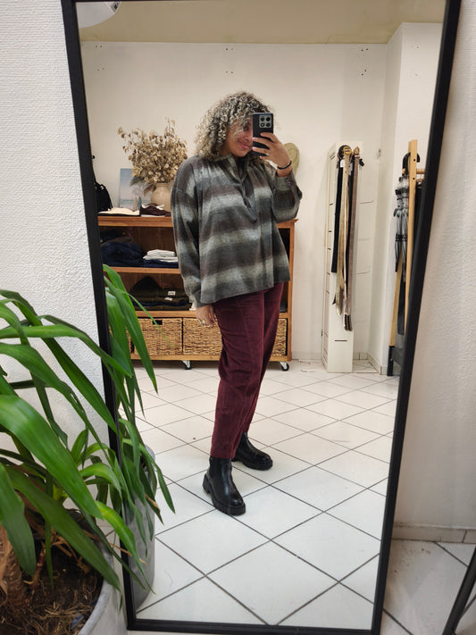 Pantalon Magic Velours Côtelé Bordeaux - Johanna Paris