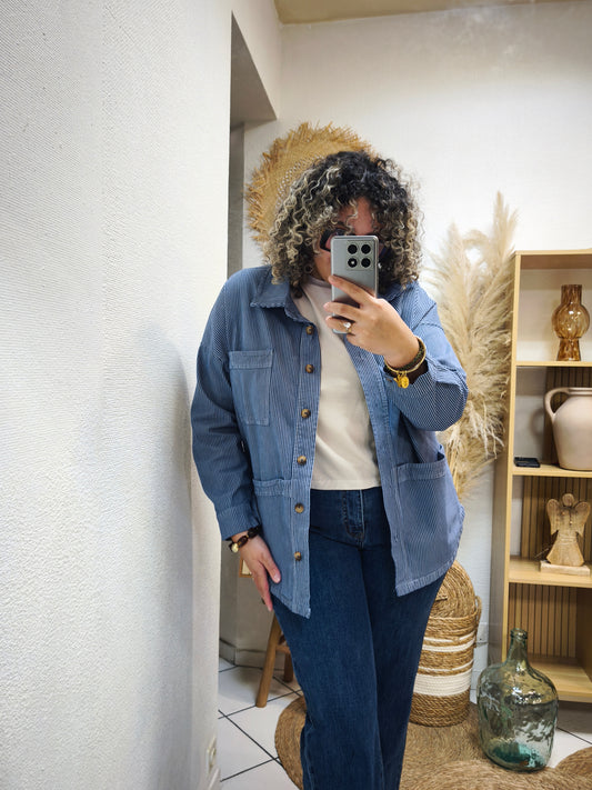 Sur Chemise à Rayures Bleu Johanna Paris